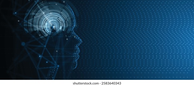 Abstract Artificial intelligence. Cloud computing. Machine learning. Technology web background. Virtual concept futuristic background