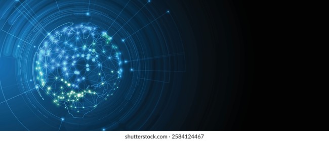 Abstract Artificial intelligence. Cloud computing. Machine learning. Technology web background. Virtual concept futuristic background