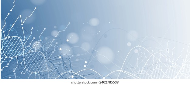 Abstract artificial intelligence DNA technology. Science and social concept.  Futuristic connection structure with cell background. Handmade vector