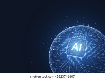 Abstract artificial intelligence global network connection. Digital technology lline composition concept of global business. Vector Illustration