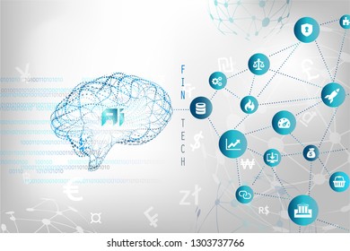 Abstract Artificial intelligence, great concepts for money transfer,currency, or stock exchange. Futuristic user analyzes infographics, online trading and e-commerce.