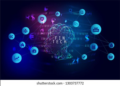 Abstract Artificial intelligence, great concepts for money transfer,currency, or stock exchange. Futuristic user analyzes infographics, online trading and e-commerce.