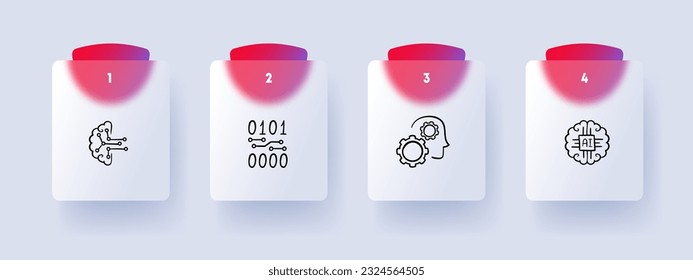 Abstract artificial intelligence illustration with futuristic technology elements, neural network, data processing, and machine learning. Vector line icon for Business