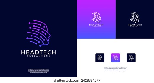 Abstract artificial intelligence logo. High innovation tech logo design template