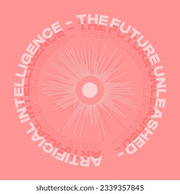 Abstract Artificial Intelligence Power Circle with Motto Text Template illustration, Pastel Pink