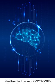 Abstract artificial intelligence technology background. big data, cloud computing, machine learning, information mining, vector, illustration