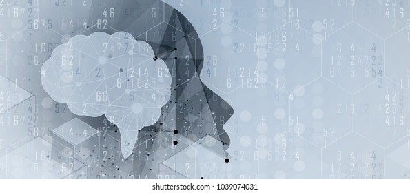 Abstract Artificial intelligence. Technology web background. Virtual concept