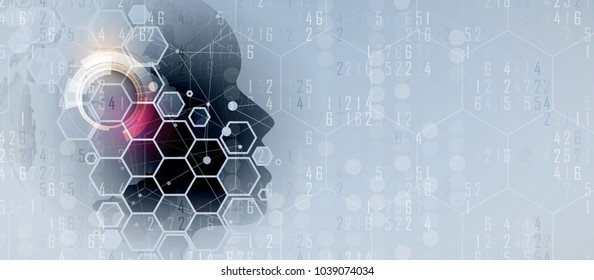 Abstract Artificial intelligence. Technology web background. Virtual concept