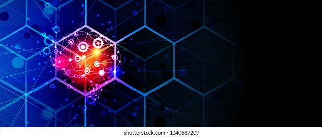 Abstract Artificial intelligence. Technology web background. Virtual concept