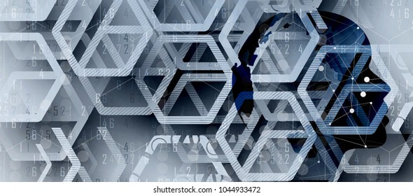 Abstract Artificial intelligence. Technology web background. Virtual concept