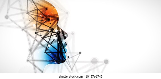 Abstract Artificial intelligence. Technology web background. Virtual concept