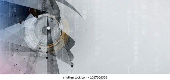 Abstract Artificial intelligence. Technology web background. Virtual concept