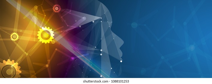 Abstract Artificial intelligence. Technology web background. Virtual concept