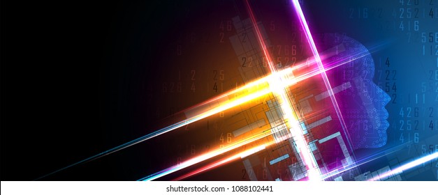 Abstract Artificial intelligence. Technology web background. Virtual concept