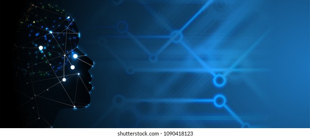 Abstract Artificial intelligence. Technology web background. Virtual concept