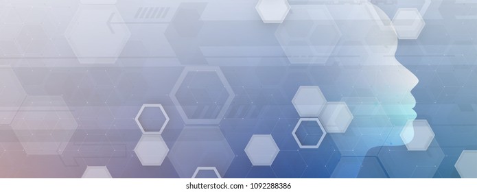 Abstract Artificial intelligence. Technology web background. Virtual concept