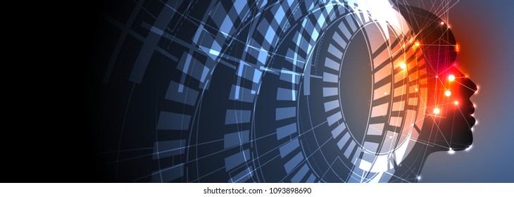 Abstract Artificial intelligence. Technology web background. Virtual concept