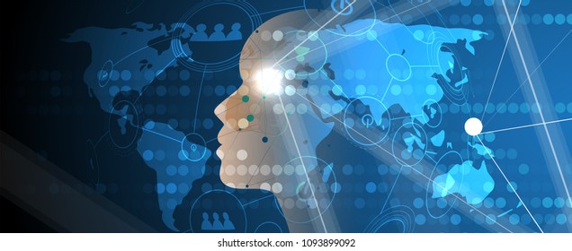 Abstract Artificial intelligence. Technology web background. Virtual concept