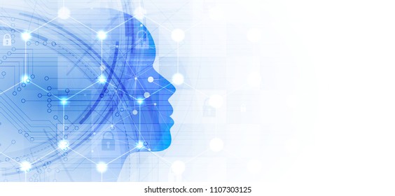 Abstract Artificial intelligence. Technology web background. Virtual concept