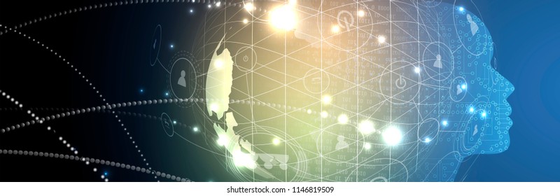 Abstract Artificial intelligence. Technology web background. Virtual concept