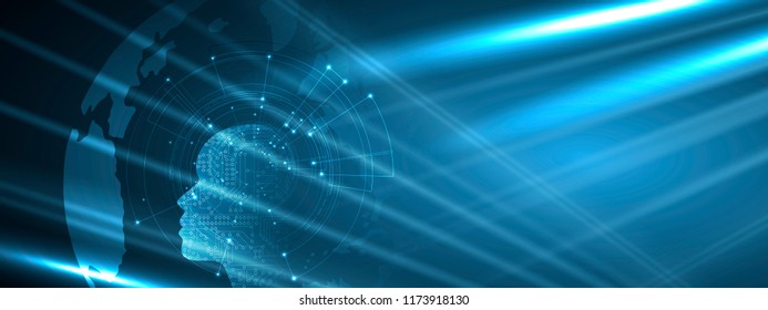 Abstract Artificial intelligence. Technology web background. Virtual concept