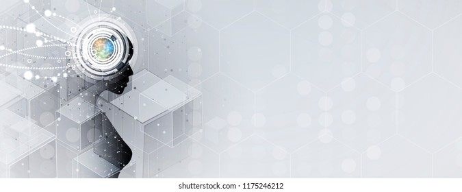 Abstract Artificial intelligence. Technology web background. Virtual concept