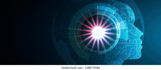 Abstract Artificial intelligence. Technology web background. Virtual concept
