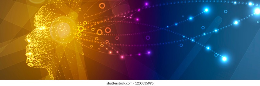 Abstract Artificial intelligence. Technology web background. Virtual concept