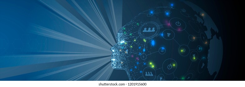 Abstract Artificial intelligence. Technology web background. Virtual concept