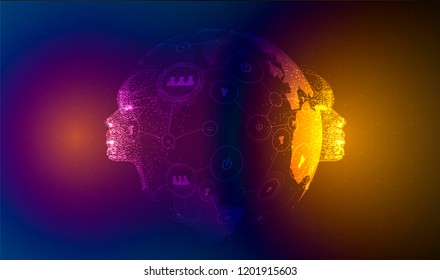 Abstract Artificial intelligence. Technology web background. Virtual concept