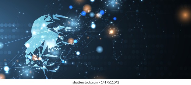 Abstract Artificial intelligence. Technology web background. Virtual concept