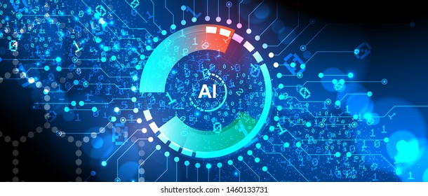 Abstract Artificial intelligence. Technology web background. Virtual concept