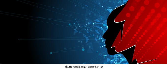 Abstract Artificial intelligence. Technology web background. Virtual machine learning concept