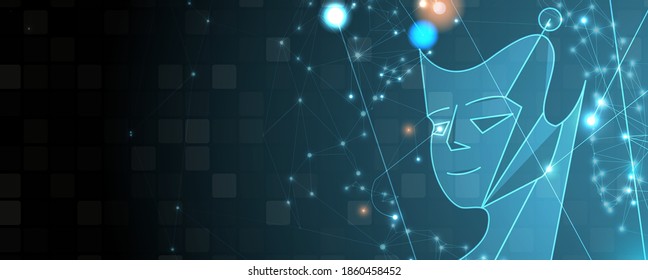 Abstract Artificial intelligence. Technology web background. Virtual machine learning concept