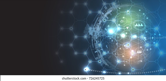 Abstract Artificial intelligence. Technology web background. Virtual concept