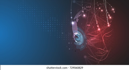 Abstract Artificial intelligence. Technology web background. Virtual concept