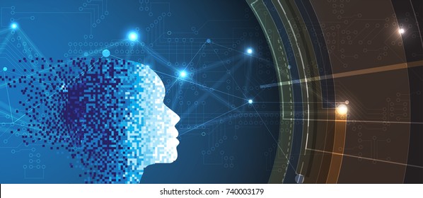Abstract Artificial intelligence. Technology web background. Virtual concept