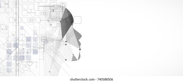 Abstract Artificial intelligence. Technology web background. Virtual concept