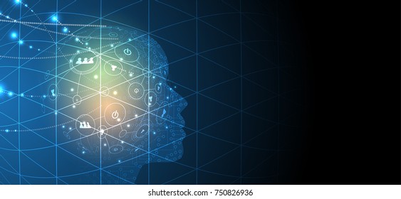 Abstract Artificial intelligence. Technology web background. Virtual concept