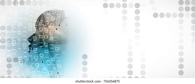 Abstract Artificial intelligence. Technology web background. Virtual concept