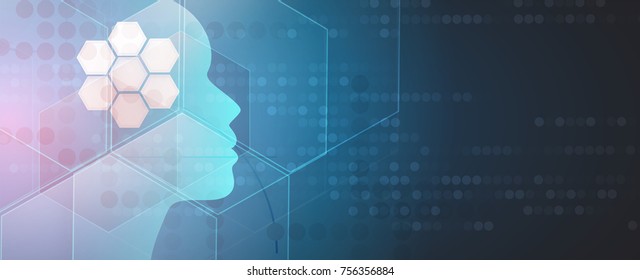 Abstract Artificial intelligence. Technology web background. Virtual concept