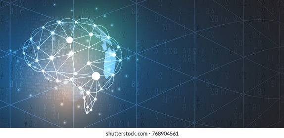 Abstract Artificial intelligence. Technology web background. Virtual concept
