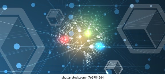 Abstract Artificial intelligence. Technology web background. Virtual concept