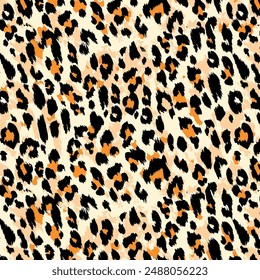 Abstract artisitc seamless pattern with sophisticated camouflage texture. Animal skin leopard skin background. Trendy stripes animal pattern. Good for fabric and textile.