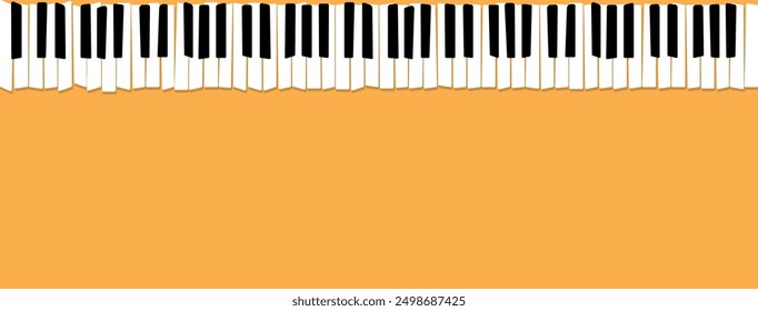 Abstract and artistic artwork featuring piano keys on a vibrant orange background