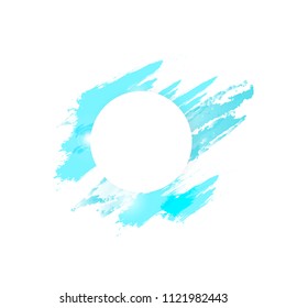 Abstract artistic background, banner circular ring template , watercolor blue ink splash vector illustration