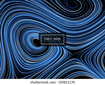 Abstract artistic background with curled pattern. Vector winter illustration of curled lines pattern. Blue marble or acrylic texture imitation. Abstract diffusion colorful background