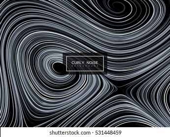 Abstract artistic background with curled pattern. Vector vintage illustration of curled lines pattern. Silver marble or acrylic texture imitation. Abstract diffusion colorful background