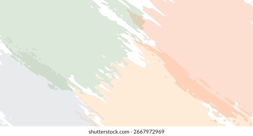 Abstract artistic background with diagonal pastel brushstrokes in soft green pink and grey tones.