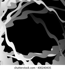 Abstract artistic background with distorted overlapping shapes. grayscale, monochrome graphical backdrop in square format